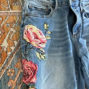 DRIFTWOOD brand Pink Floral Embroidered Jeans